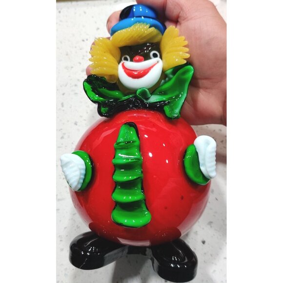 Vintage Murano Art Glass Figurine Hand Blown Italy Colorful Clown Paperweight - Picture 1 of 16